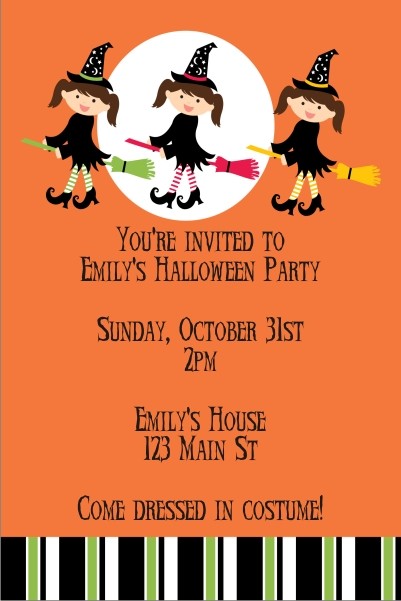 Kid Witch Halloween Party Invitation