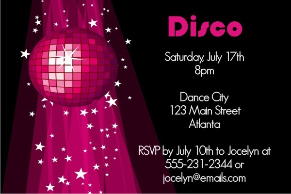 Disco Invitation 2 - Pink Disco Ball