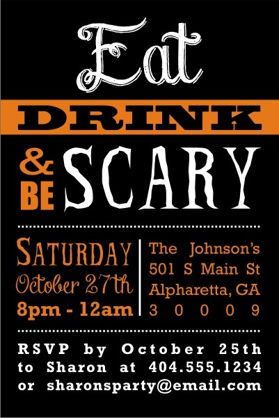 Eat drink be scary halloween party invitation