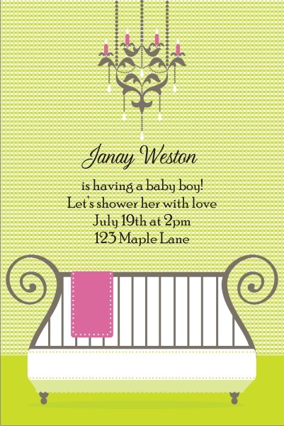 Cute Crib Baby Shower Invitation - Green