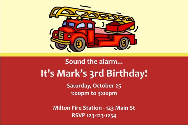 Fire Truck Invitations