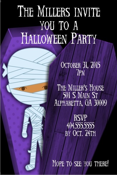 Kid Mummy Halloween Party Invitation