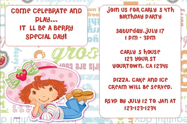 Strawberry Shortcake Invitations