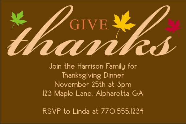 Give Thanks Thanksgiving Card Invitation
