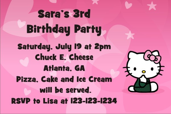 Hello Kitty Invitations - Hearts