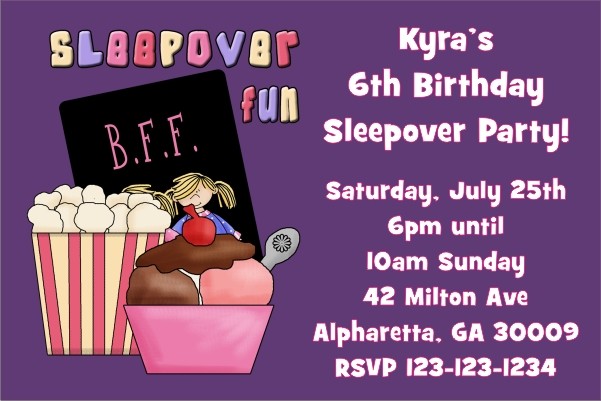 Slumber Party / Sleepover Invitation 2 - Choose a background color