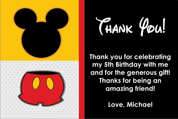 Mouse Thank You Card (Similar to Mickey Mouse)