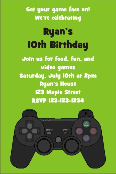 Playstation Xbox Video Game Invitation