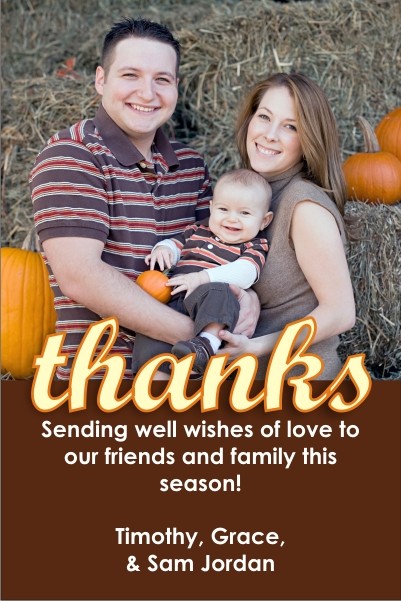 Thankful Script Thanksgiving Photo Card