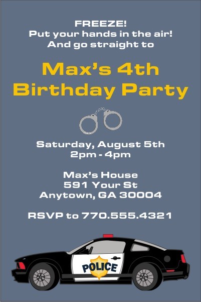 Police Car Birthday Party Invitation
