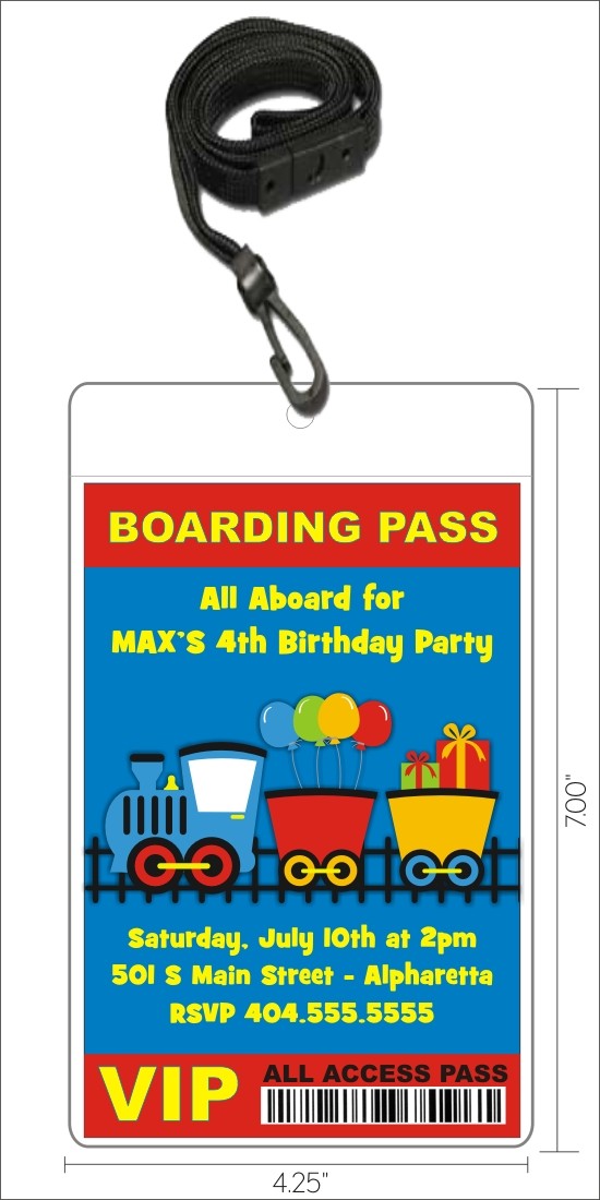 Train VIP Pass Birthday Party Invitation