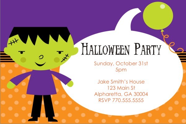 Kid Frankenstein Halloween Party Invitation