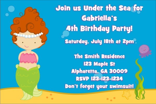 Mermaid Birthday Invitation (Customizable Mermaid)