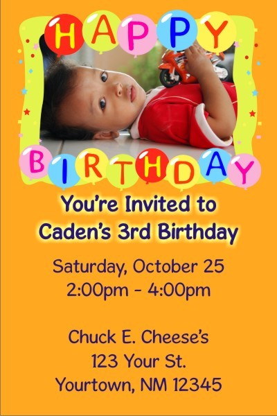 Happy Birthday Balloons Photo Invitation
