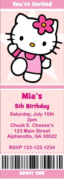 Customized Kitty Birthday Party Invitation Kitty and Friend 