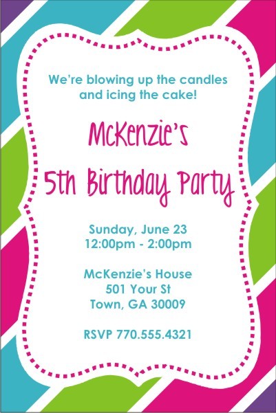 Fabulous Stripes Brithday Party Invitation