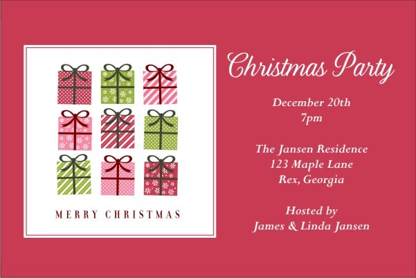 9 Gifts Christmas Holiday Party Invitation