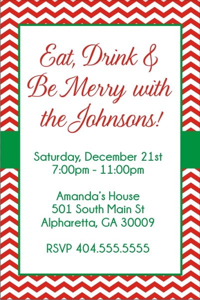 Chevron strip Christmas party invitation