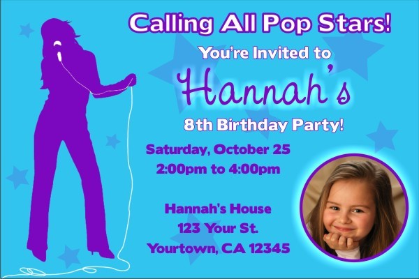 Pop Star Diva Photo Invitations