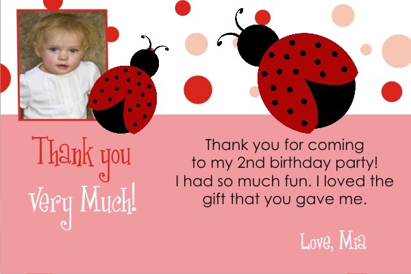 Ladybug Thank You Card with Optional Photo