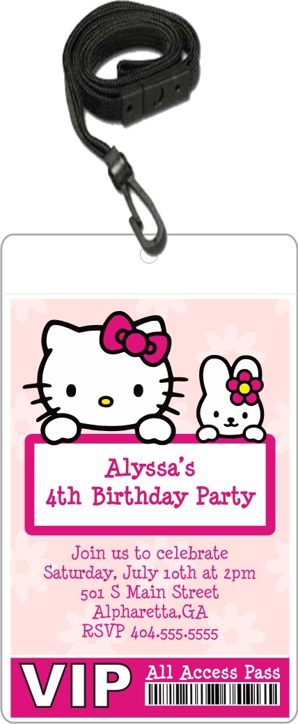 Hello Kitty VIP Pass Invitation with Lanyard