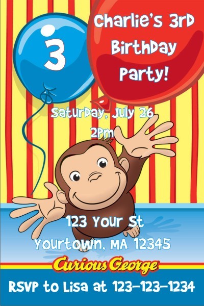 Curious George Invitations