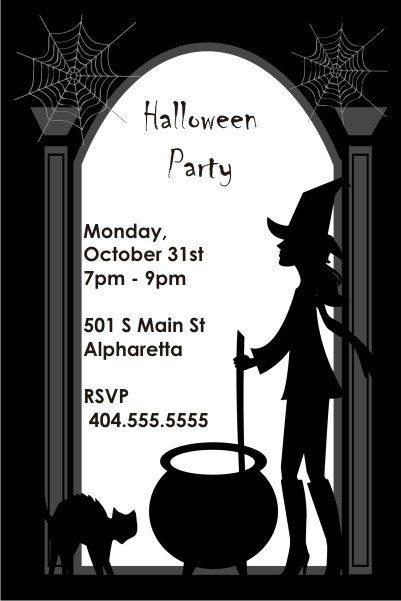 Witch Silhouette Halloween Party Invitation