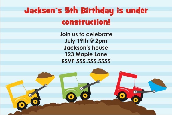 Dump Truck Construction Invitation - Triple