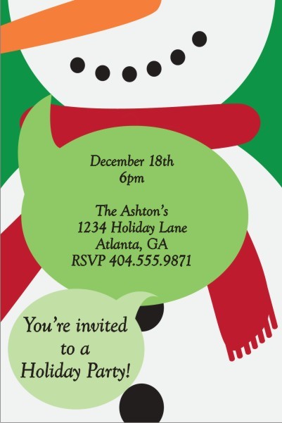 Festive Snowman Christmas Holiday Party Invitation