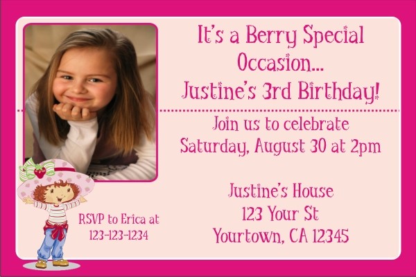 Strawberry Shortcake Photo Invitations