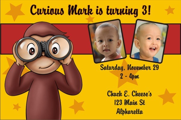 Curious George Photo Invitations