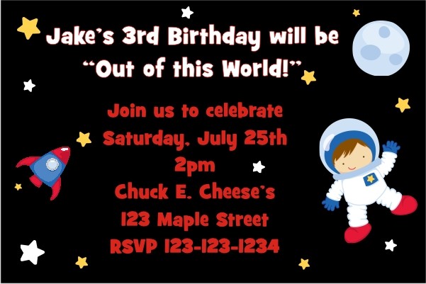 Space Invitations (Customizable boy or girl)