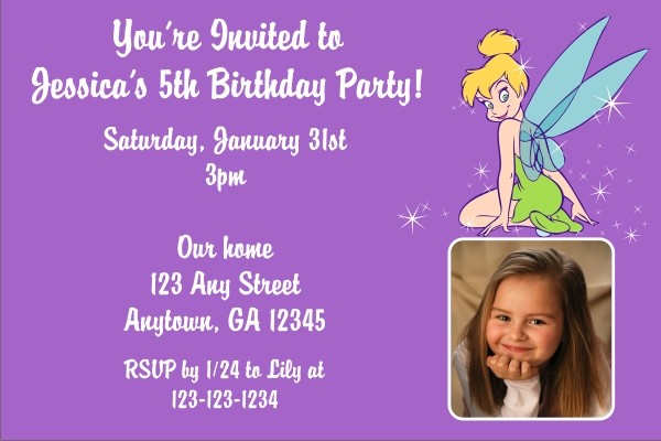 Tinkerbell Photo Invitation