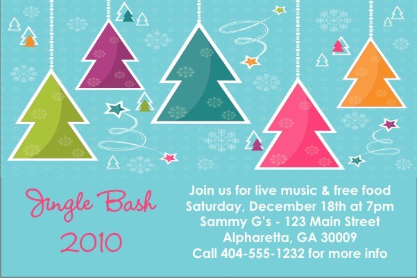 Colorful Trees Christmas Holiday Card Party Invitation