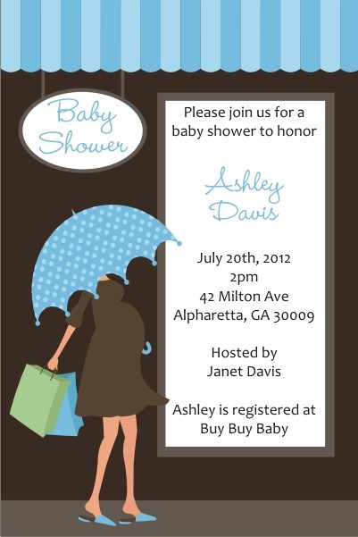 Shopping Mama Baby Shower Invitation - Blue