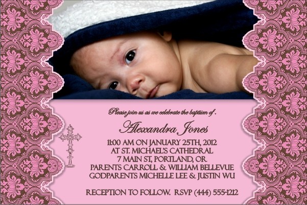 Communion / Baptism Photo Invitation 3 - Pink