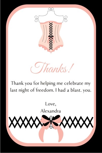 Lingerie Bridal Shower Bachelorette Party Thank You Card 2