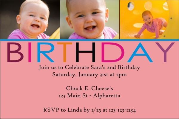 Birthday Photo Invitation (Pink)