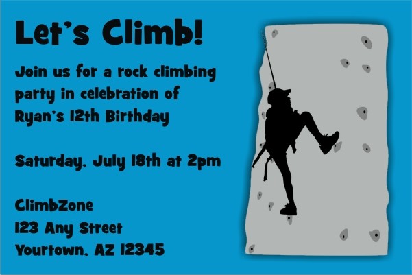 Rock Climbing Invitation - ALL COLORS