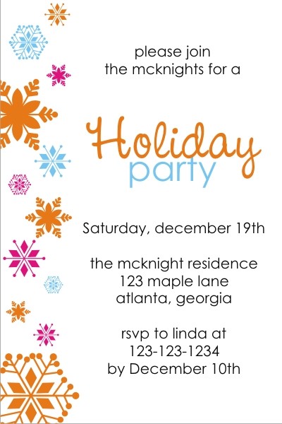 Colorful Snowflakes Invitation