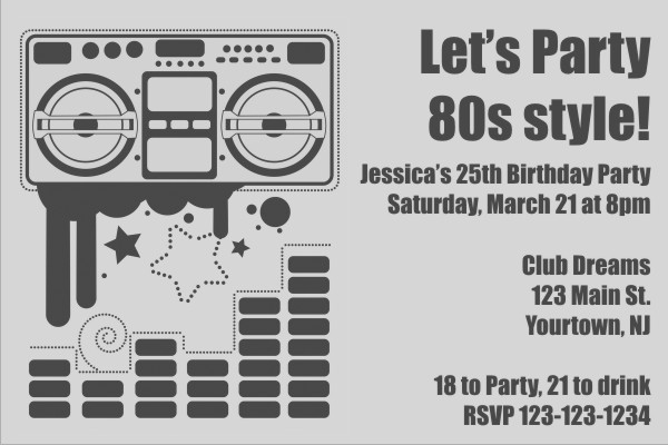 80s Retro Boombox Invitation