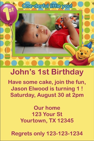 Winnie the Pooh Photo Invitations 2