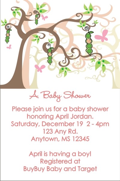 Peas in a Pod Baby Shower Invitations (Pink)