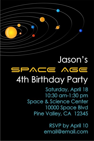 Solar System Outer Space Invitation