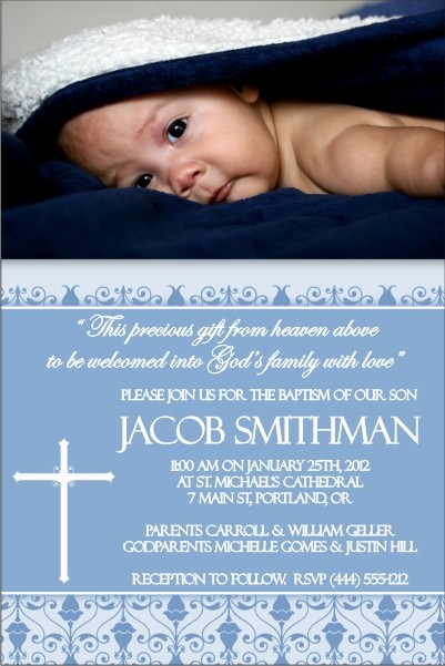 Communion / Baptism Photo Invitation 2 - Blue