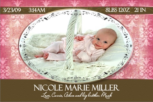 Newborn Baby Birth Announcement 4 (pink)