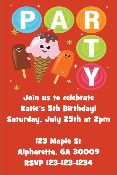 Ice Cream and Popsicles Party Invitation