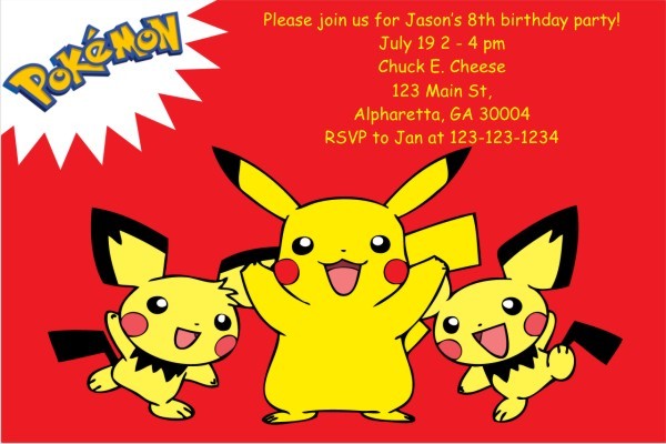 Pokemon birthday Invitations