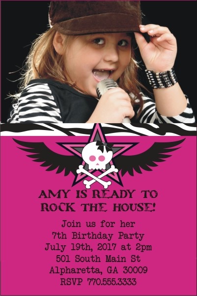 Rock Star Photo Invitation - Pink