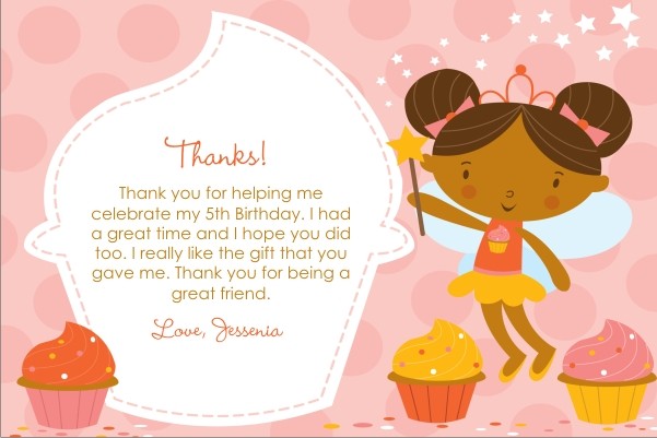 Cupcake Fairy Princess Thank You Card - Pink Delight